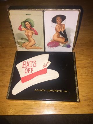 Vintage 1940’s Hats Off By Elvgren Two Deck Of Pinup Girl Playing Cards See Note