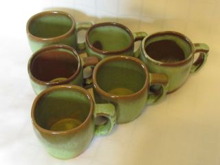 Vintage Frankoma Mugs 5c Prairie Green Set Of 6