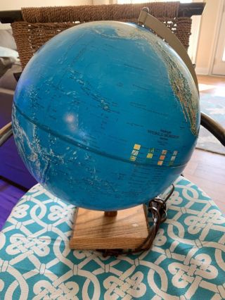 Vintage Replogle 12 " Light Up Illuminated Globe Wood Base World Horizon