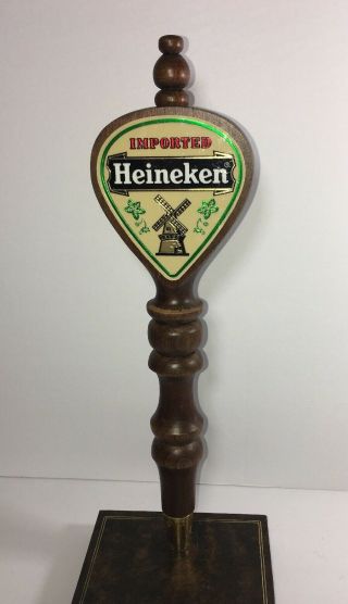 Heineken Beer Tap Wooden Handle Holland Windmill Vintage Collectible