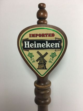 Heineken Beer Tap Wooden Handle Holland Windmill Vintage Collectible 2
