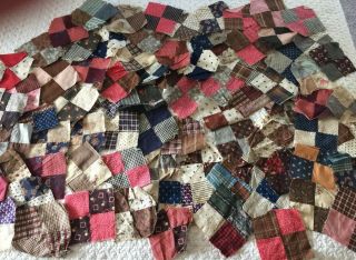 Vintage 90 Hand Stitched Quilt Blocks Vintage Cotton Fabrics 4 1/2 " Sq.  Crafts