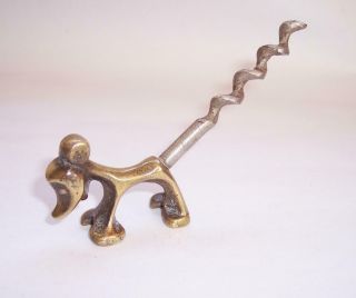 Rare Vintage Art Deco 1930s Brass Cartoon Dog Corkscrew Bottle Opener