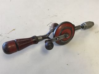 Vintage Craftsman Hand Crank Drill 1071 Wooden Handle Tool Usa Made
