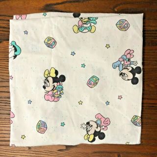 Vintage Dundee Disney Baby Mickey Minnie Mouse Donald Duck Crib Sheet Abc Blocks