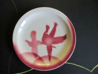 Jackson China Restaurant Red Airbrushed Flying Pheasant Vintage Plate Railroad?