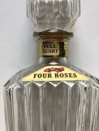 Four Roses Whiskey Olympian Decanter Vintage 1950s Or 60s Pressed Glass Bottle 2