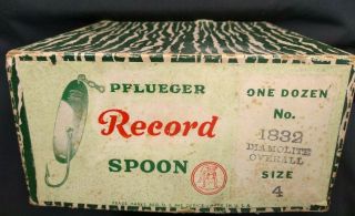 Vintage Pflueger Record Spoon Sz 4 No 1832 Diamolite Empty Dealer Lure Box 11
