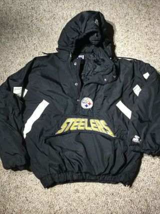 Vintage 90’s Pittsburgh Steelers Pro Line Starter Pullover Jacket Coat Sz Xl