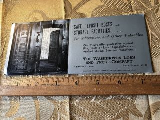 Vintage Advertising Ink Blotter 1940’s Wwii Era Washington Loan & Trust Co Safe