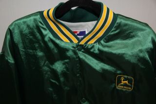 JOHN DEERE Vintage Swingster Satin Jacket Button Men Size XL Green EUC 4