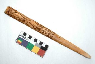 Old Vintage Sepik Guinea Cassowary Bone Dagger Lime Spatula Cannibal Knife 5