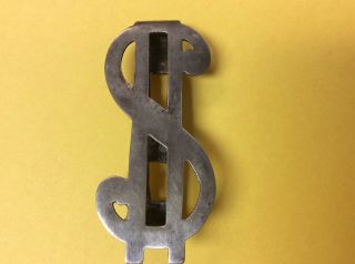 Vintage " Dollar Sign " Money Clip Silver ? Stamped Markings On Back