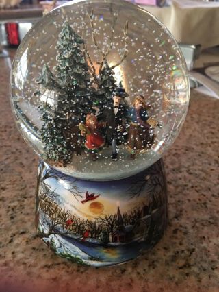 6 " Musical Christmas Snow Globe Vintage Ice Skaters " Have Yourself A Merry Little