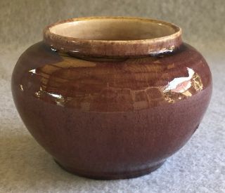 Vintage Pisgah Forrest Pottery Hand Thrown 4 " Bowl 1937 Gloss Plum Glaze Ex