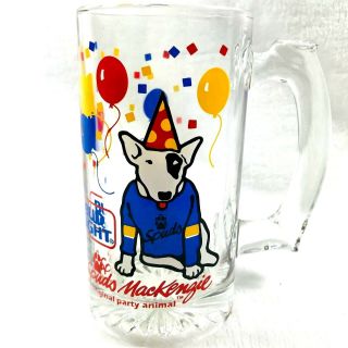 Spuds Mackenzie Vintage 1987 Dog Party Animal Bud Light Glass Beer Mug 12oz