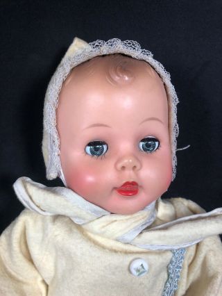 Vintage Vinyl Rubber Baby Doll With Molded Hair Blue Sleep Eyes (c - B)