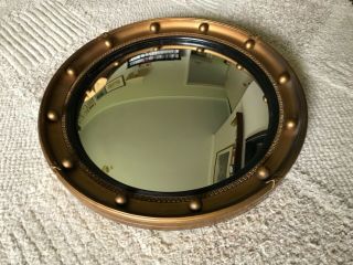 Antique Vintage Convex Bullseye Gold Gilt Ball Round Circular Mirror Large