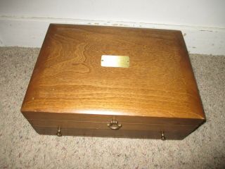Vintage Wood Flatware Silverware Chest Box With Drawer