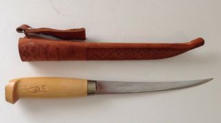 Vintage Rapala J.  Marttiini Finland Filet 10 " Knife W/ Leather Sheath 6 " Blade