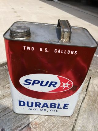 Rare Vintage Spur Durable 2 Gallon Motor Oil Can Sae 30 Murphy Oil Co.  Cool