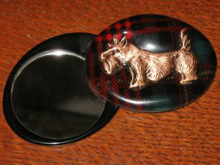 Vintage Scottish Terrier - Scottie Dog Purse Mirror Plad Compact - Copper Metal