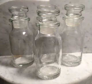 4 Vintage Glass Spice Bottle Jar Apothecary W/ Stopper Made In Japan