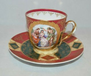 Vintage Royal Vienna Allegorical Portrait Demitasse Cup & Saucer