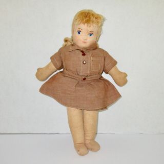 Georgene Averille Brownie Girl Scout Cloth Doll Molded Face Vintage 13 " Blonde