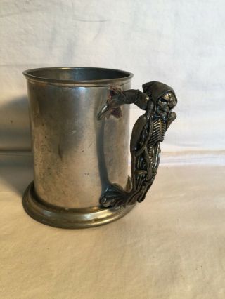 Vintage Alchemy Pewter Sheffield England Beer Mug Grim Reaper Skeleton Handle