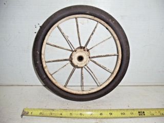 Old Vintage Childs Pedal Car Baby Buggy Garden Wagon Rubber Tire Spoke Wheel