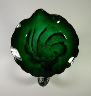 Vintage Green Art Glass Cornucopia Horn of Plenty Vase 5
