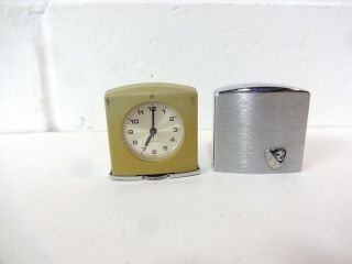 Vintage Westclox Pocket Travel Clock With Stainless Cover Zippo Look Vg Running
