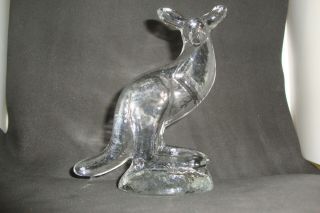 Vintage Kosta Boda Glass Kangaroo Zoo Series Animal Figurine Paperweight