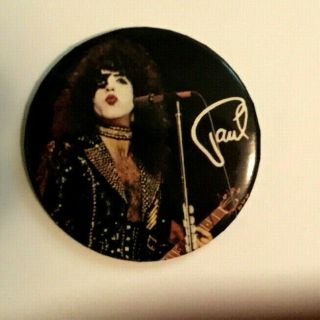 Kiss Vintage 1977 Aucoin Paul Stanley 3 " Hotline Button / Pin Near