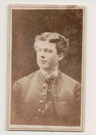 Vintage Cdv Young Civil War Soldier Frank Mitchell Signed On Back From Sing Sing