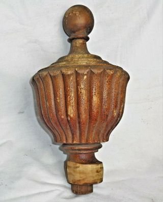 Antique Vintage Large 10.  5 " Tall Wood Wooden Post Finial End Cap Salvage
