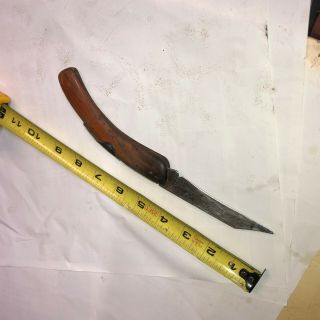 Vintage / Antique Folk Art Wood Folding Knife 9 3/8” Open,  Makers Mark On Blade