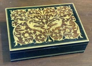 Vintage Hand - Inlaid Playing Card Trinket Box,  Made In Italy