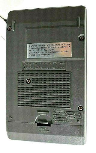 Vintage Panasonic SlimLine RQ - 2736 Portable Cassette Tape Recorder/Player w/AC 6