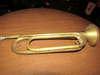 Vintage Military Bugle Us Regulation Brass Bugle With Mouthpiece.