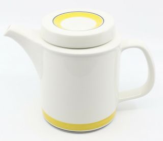 Vintage Retro Scandinavian Pottery Arabia Finland Yellow Faenza Tea / Coffee Pot