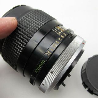 Vtg CANON 100mm F/2.  8 FD mount Camera lens Japan made 5
