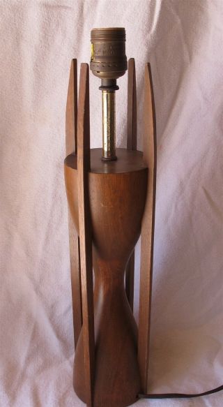 Vtg Mid Century Modern Wood Lamp