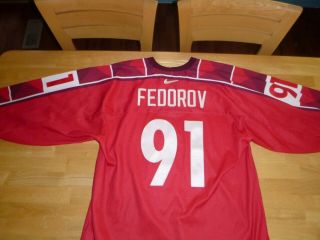 Vintage 1998 Nike Team Sports Sergei Fedorov Russia Hockey Jersey 52 ADULT 7