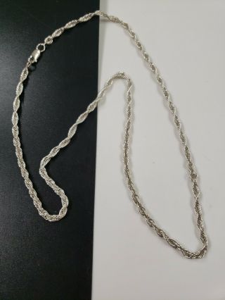 Vintage Sterling Silver 4 Mm Rope Chain Necklace 24 " L (14g)