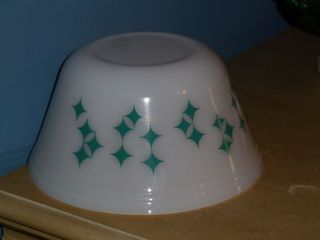 Vtg Federal Glass Turquoise Blue Diamond Atomic Star Mixing Nesting Bowl 9 " Inch