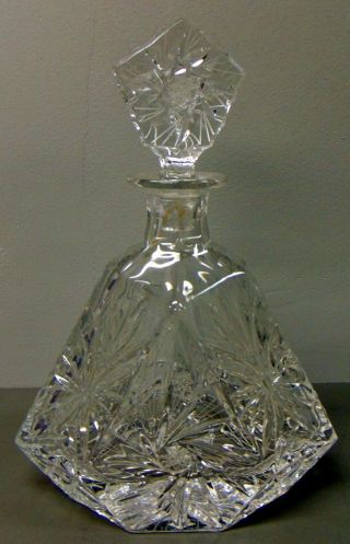 Vintage 24 Lead Cut Crystal Clear Decanter 10.  75 " Tall,  Made In Poland