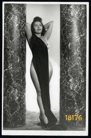 Larger Size Vintage Photograph,  Half Nude Girl W Veil 1940’s Hungary