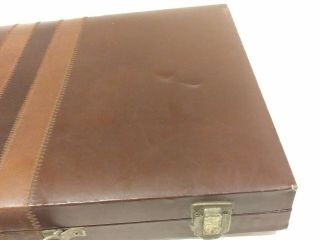 Vintage 70 ' s Skor - Mor Backgammon Game w/rules book Faux Leather Travel Case 5